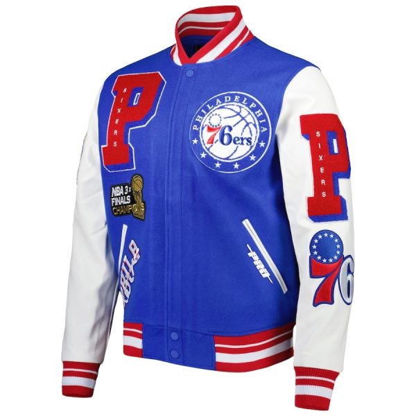 Philadelphia 76ers Pro Standard Royal Mash Up Capsule Varsity Jacket