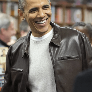 President Barack Obama Brown Leather Jacket