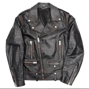 Printed Smoking Lips Saint Laurent Paris Leather Jacket
