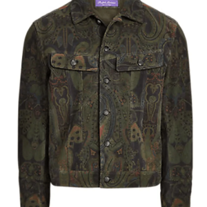 Ralph Lauren Purple Label Clifton Paisley Suede Trucker Jacket