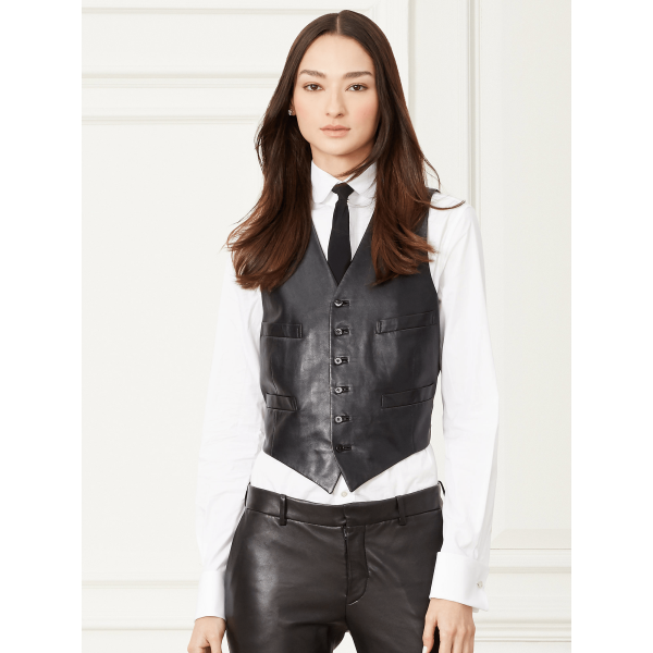 Ralph Lauren Roland Black Leather Vest