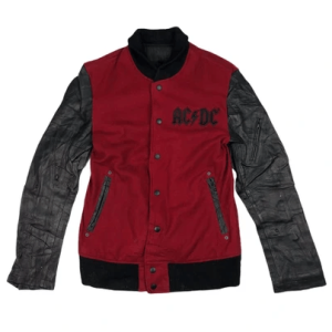 Rare AC DC Back In Black Wool Leather Sleeve Jacket