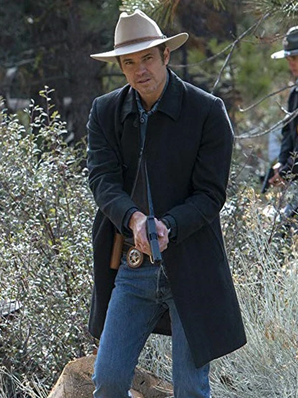 Raylan Given Timothy Olyphant Justified Black Wool Coat
