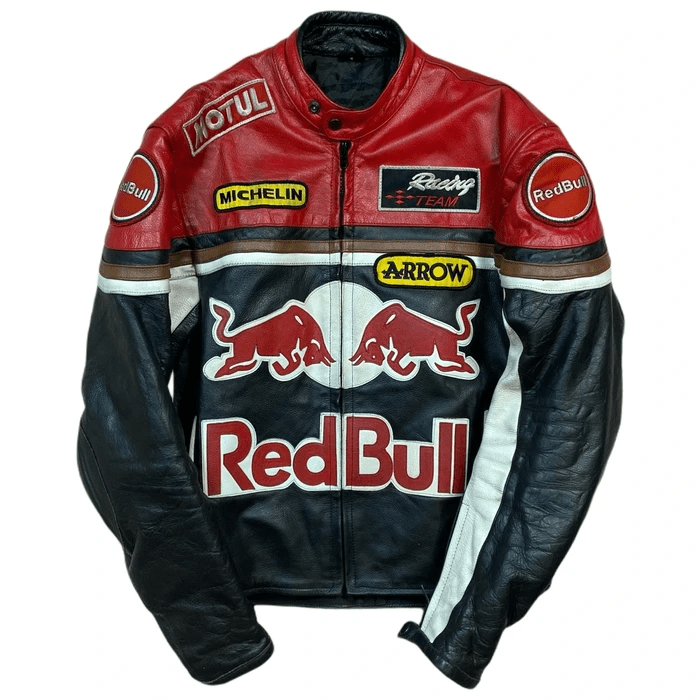 Mens Red Bull Vintage 90s Leather Jacket - Panther Jackets