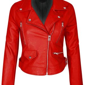 Red Pleather Leather Jacket