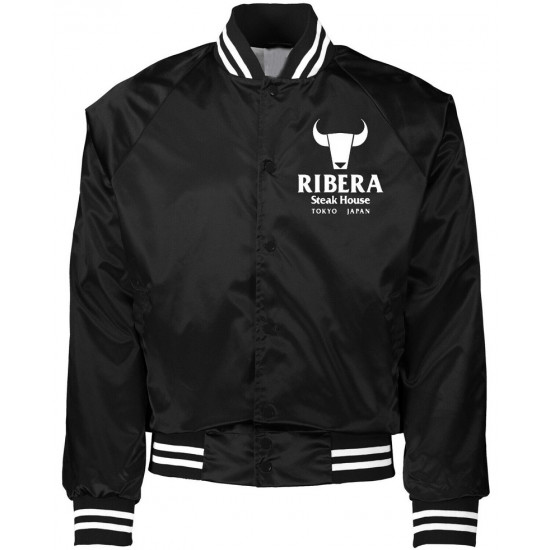 Ribera Wrestling Steakhouse Black Bomber Satin Jacket