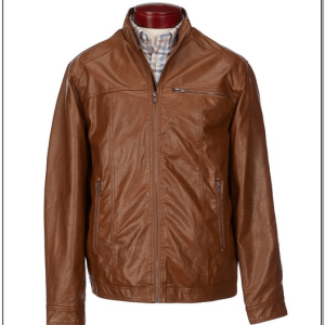 Roundtree And Yorke Brown Motorcycle Leather Jacket