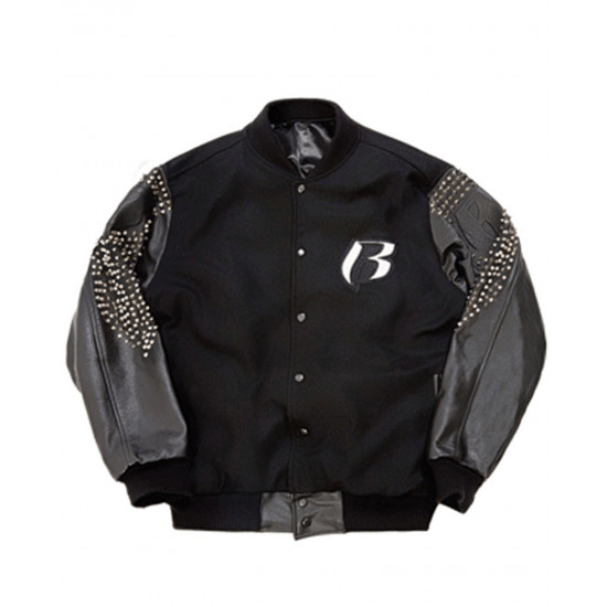 Ruff Ryders Black Varsity Studded Wool Jacket