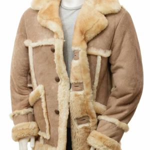 Sand Sheepskin Brown Leather Shearling Coat