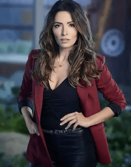 Sarah Shahi TV Series Sex Life 2021 Maroon Wool Blazer