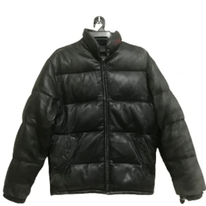 Schott Down USA Black Puffer Leather Jacket