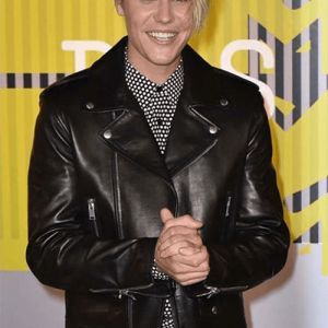 Singer Justin Bieber Black Leather Jacket