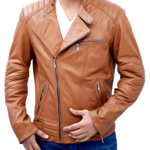 Slim Tan Biker Leather Jacket