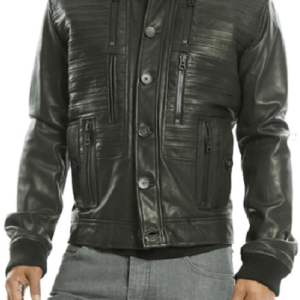 Soulja Boy In Public School Pleated Empress Leather Jacket