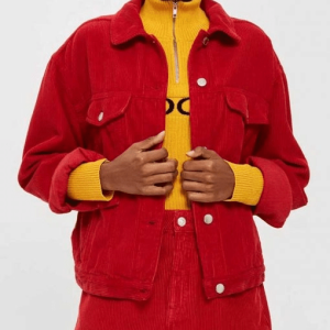 Spinning Out Serena Baker Red Corduroy Cotton Jacket
