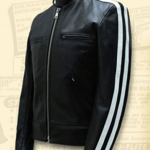 Sportsman Stripe Biker Leather Jacket