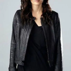 Stana Katicabsentia Emily Byrne Black Leather Jacket