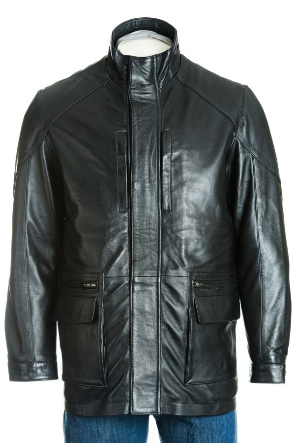 Stand Ups Collar Black Leather Jacket