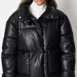 Stylish Leather Puffer Jacket