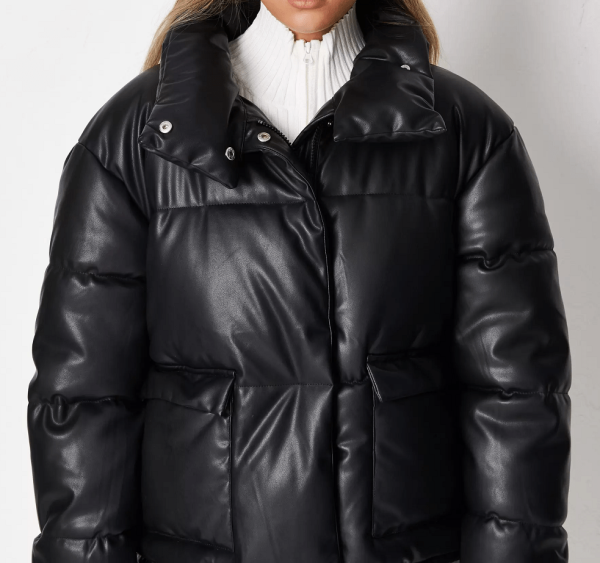 Stylish Leather Puffer Jacket