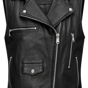 Stylish Sam Black Leather Vest