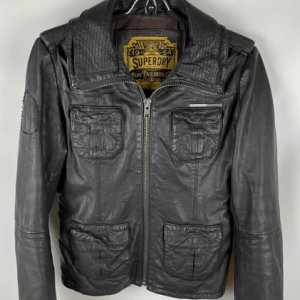 Superdry Distressed Brown Biker Leather Jacket