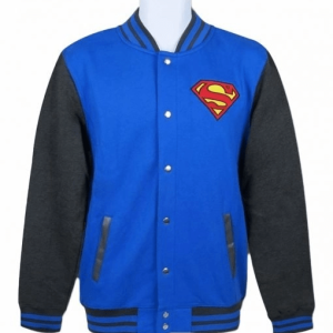 Superman Varsity Blue Logo Wool Jacket