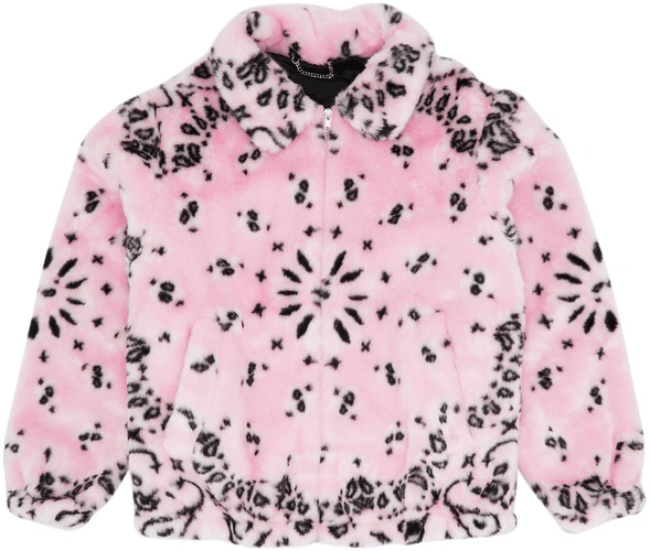 Supreme Bandana Pink Faux Fur Bomber Jacket