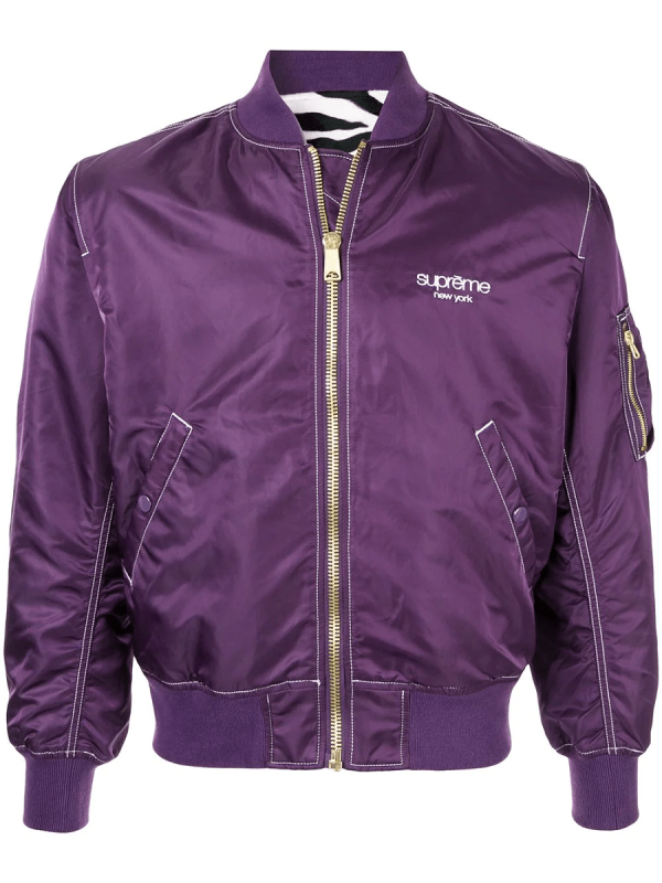 Supreme Contrast Purple Bomber Polyester Jacket