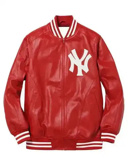 Supreme-NY-Varsity-Red-Leather-Jacket