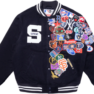 Supreme New Era Mlb Varsity Navy Fleece Jacket