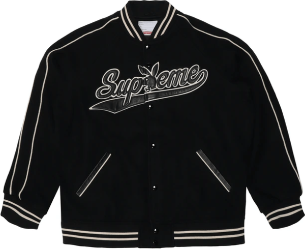 Supreme Playboy Black Wool Varsity Jacket