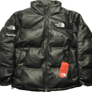 Supreme The North Face Nuptse Black Leather Jacket