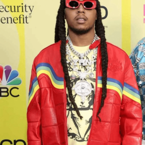 Takeoff Migos Culture 3 Red Leather Jacket
