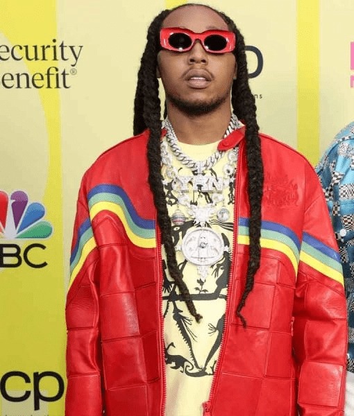 Takeoff Migos Culture 3 Red Leather Jacket