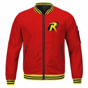Teen Titans Go Robin Logo Classic Colors Theme Red Letterman Jacket