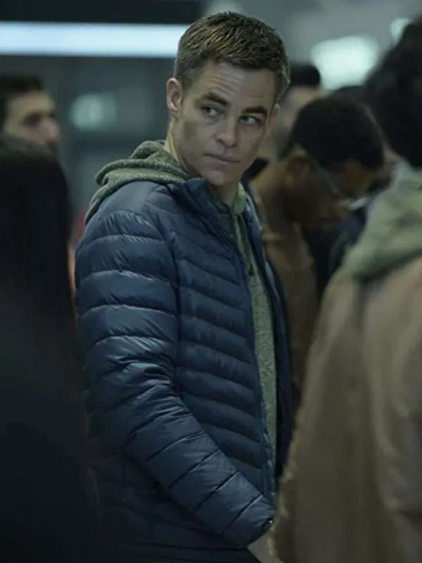 The Contractor Chris Pine Blue Puffer Jacket