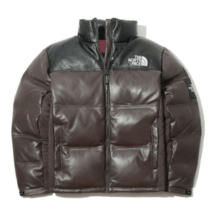 The Norths Face Nuptse Down Black Leather Jacket