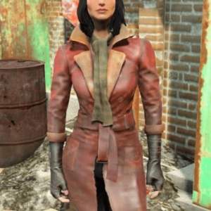 The Piper Fallout 4 Game Red Leather Belted Coat