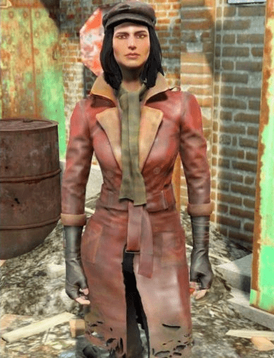 The Piper Fallout 4 Game Red Leather Belted Coat