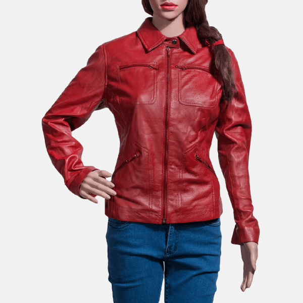 Tomachi Red Motorcycle Leather Jacket