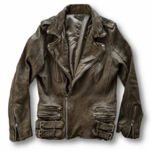 Unbrand Biker Brown Leather Jacket