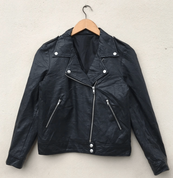 Unbrand Double Collar Punker Leather Jacket