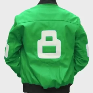 Unisex 8 Ball Green Bomber Leather Jacket