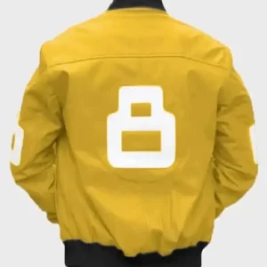 Unisex 8 Ball Yellow Bomber Leather Jacket