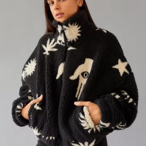 Urban Outfitters Olivia Printed Sherpa Jacket