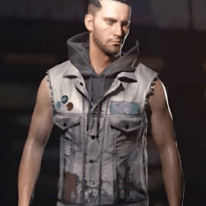 V Male Cyberpunk 2077 Leather Vest