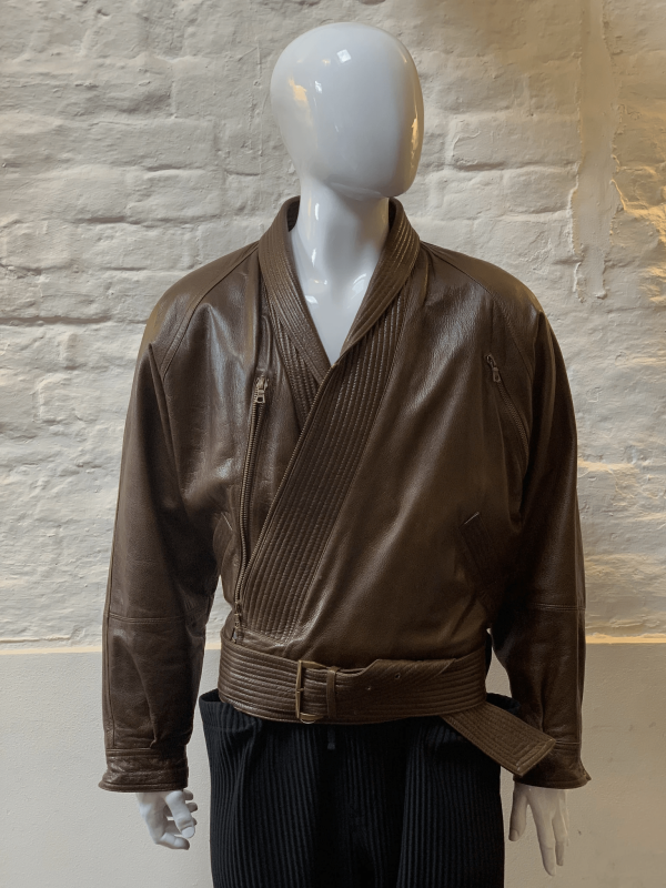 Versace 90s Silk Kimono Leather Jacket