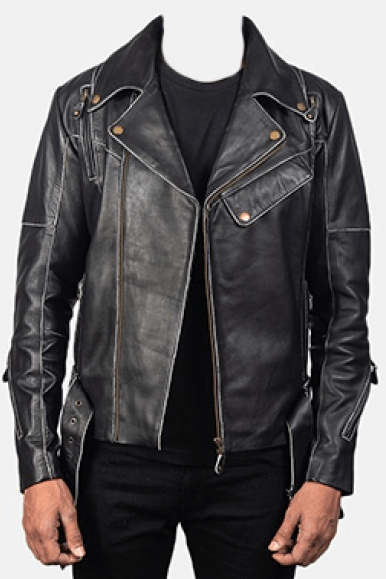 Vincent Black Biker Leather Jacket