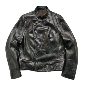 Vintage Agnes B Homme Paris Buttoned Leather Jacket